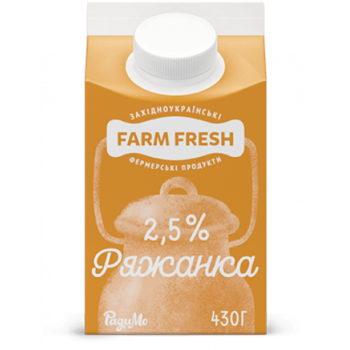 Ряжанка 2,5% п/п 430г ТМ Farm Fresh фото 1 з 1