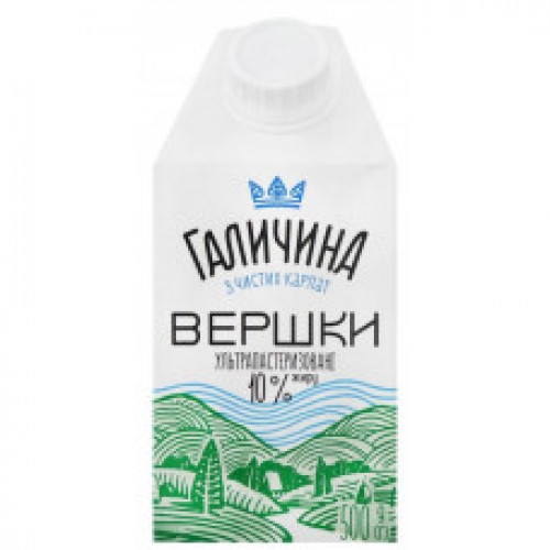 Вершки 10% 500г ТМ Галичина фото 1 з 1